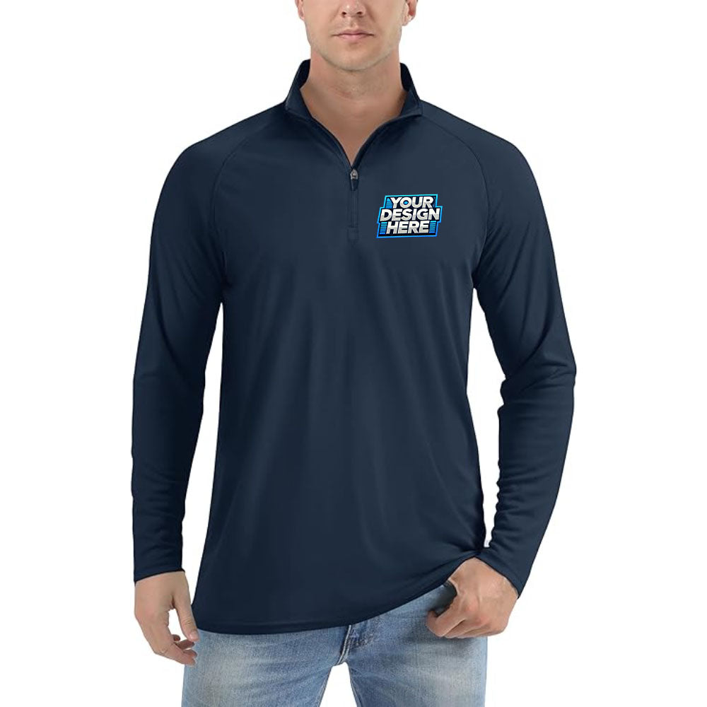 Customize - TACVASEN Men's 1-4 Zip Up Sun Protection Long Sleeve Hiking Running Shirt