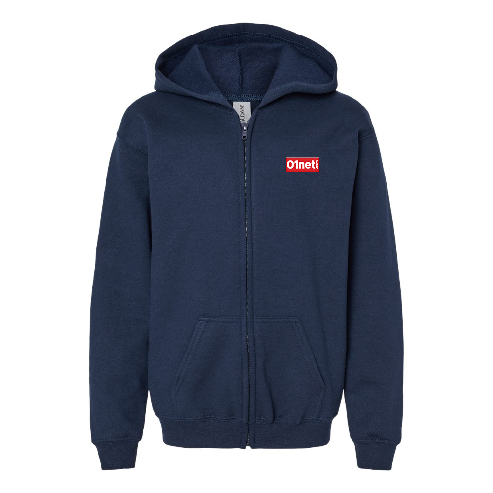 Gildan Heavy Blend Youth 01net Logo Full Zip Hooded Sweatshirt