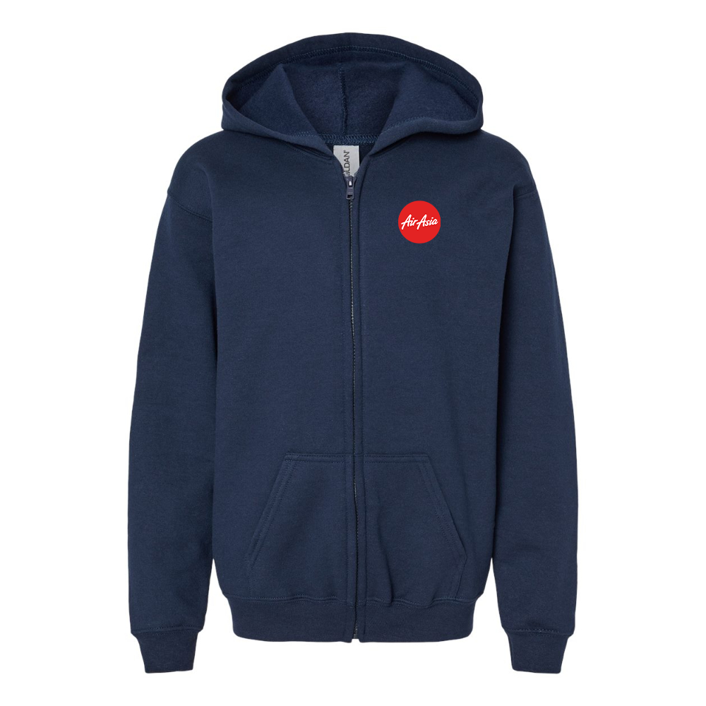 Gildan Heavy Blend Youth Air Asia Logo Full Zip Hooded Sweatshirt