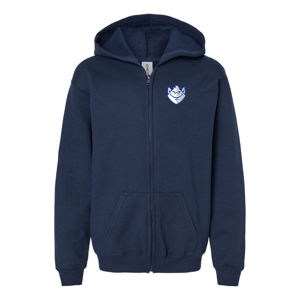 Gildan Heavy Blend Youth Saint Louis Billikens Logo Full Zip Hooded Sweatshirt