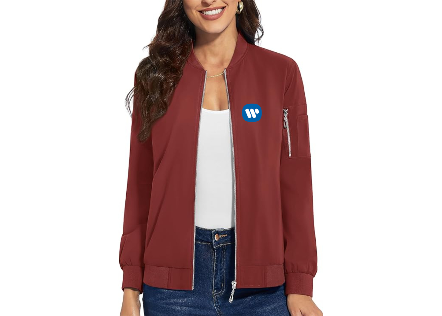 Women's WMG Premium Bomber Jacket with Polished Detailing and Functional Sleeve Pocket Modern Luxury Outerwear