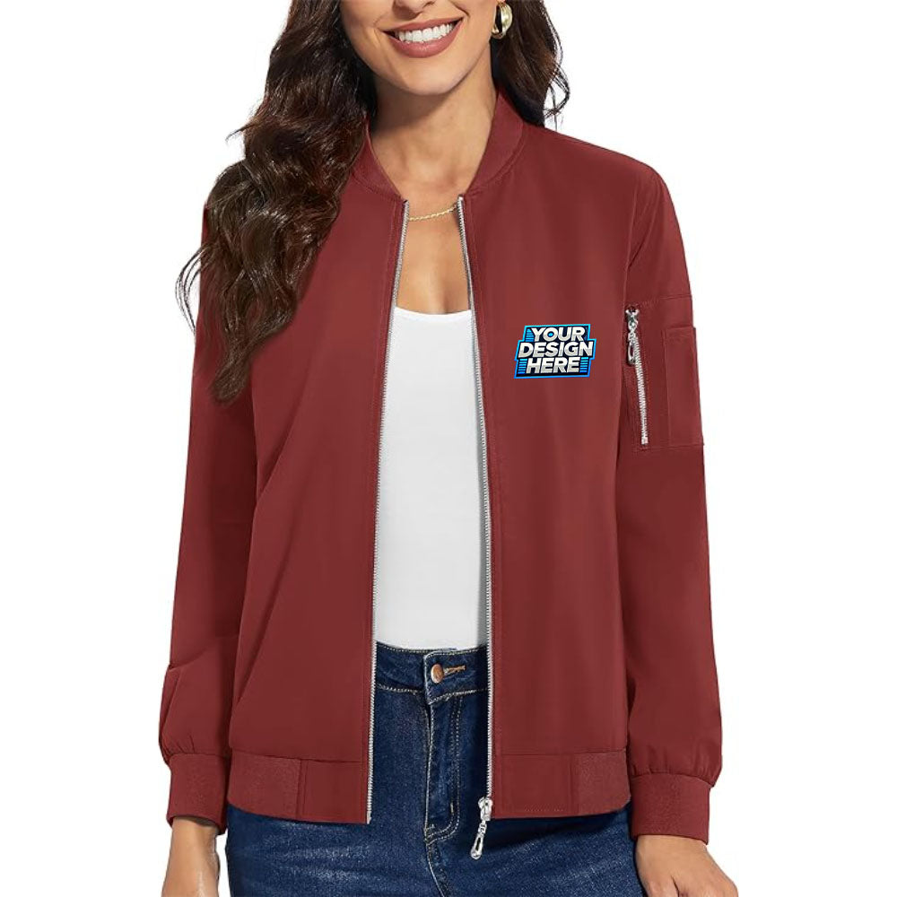 Customize - TACVASEN Women's Bomber Lightweight Jacket Full Zip Windbreaker Jacket