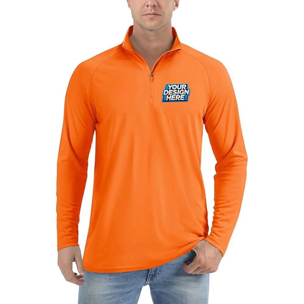 Customize - TACVASEN Men's 1-4 Zip Up Sun Protection Long Sleeve Hiking Running Shirt