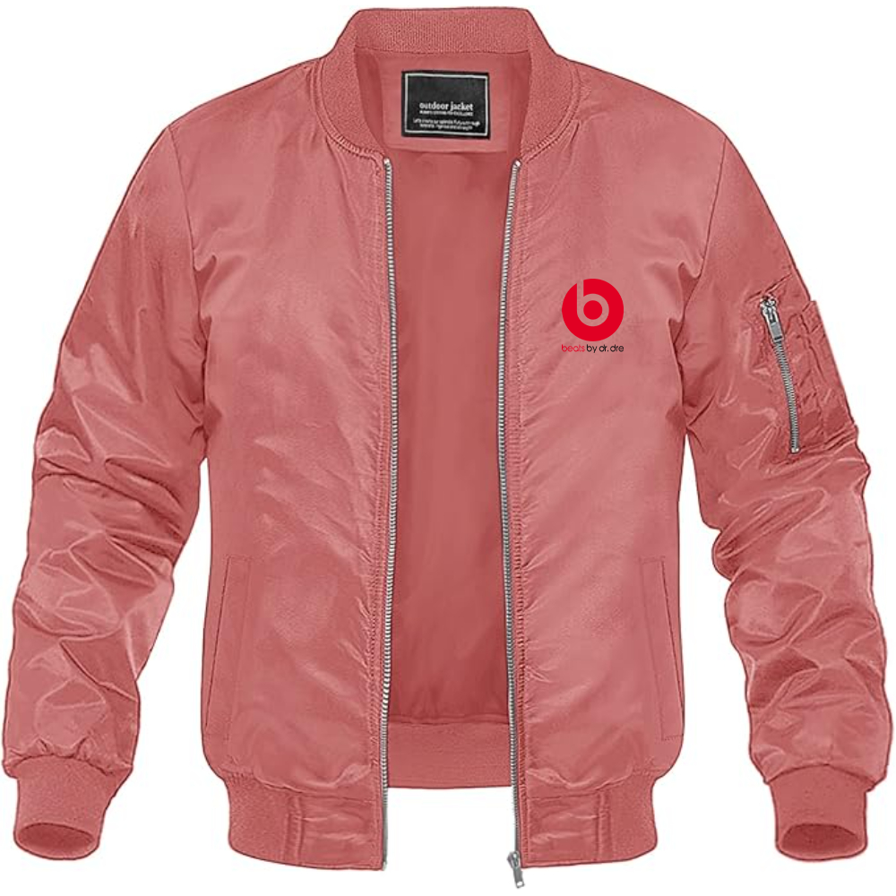 Men's Beats-by Dre Logo Lightweight Bomber Jacket Windbreaker Softshell Varsity Jacket Coat