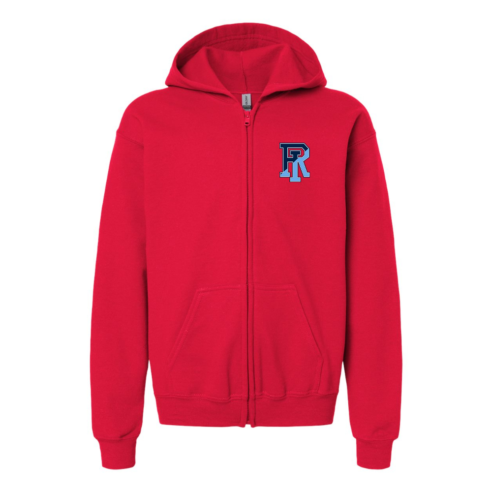 Gildan Heavy Blend Youth Rhode Island Rams Logo Full Zip Hooded Sweatshirt