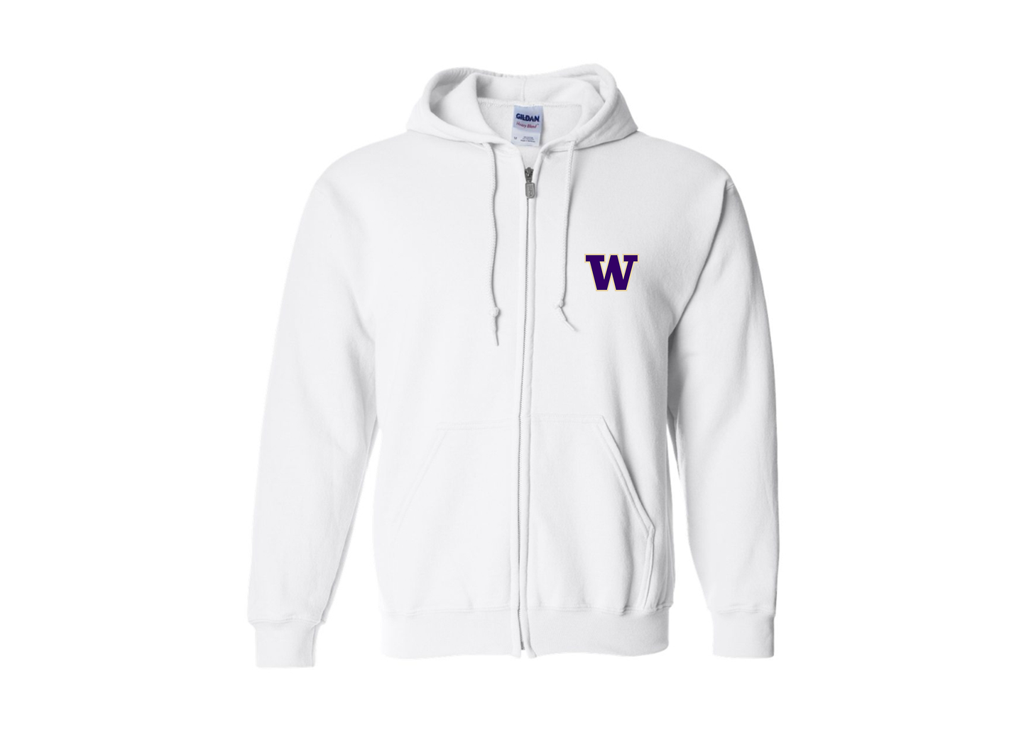 Men's Washington Huskies Gildan Heavy Blend Full Zip Hooded Sweatshirt