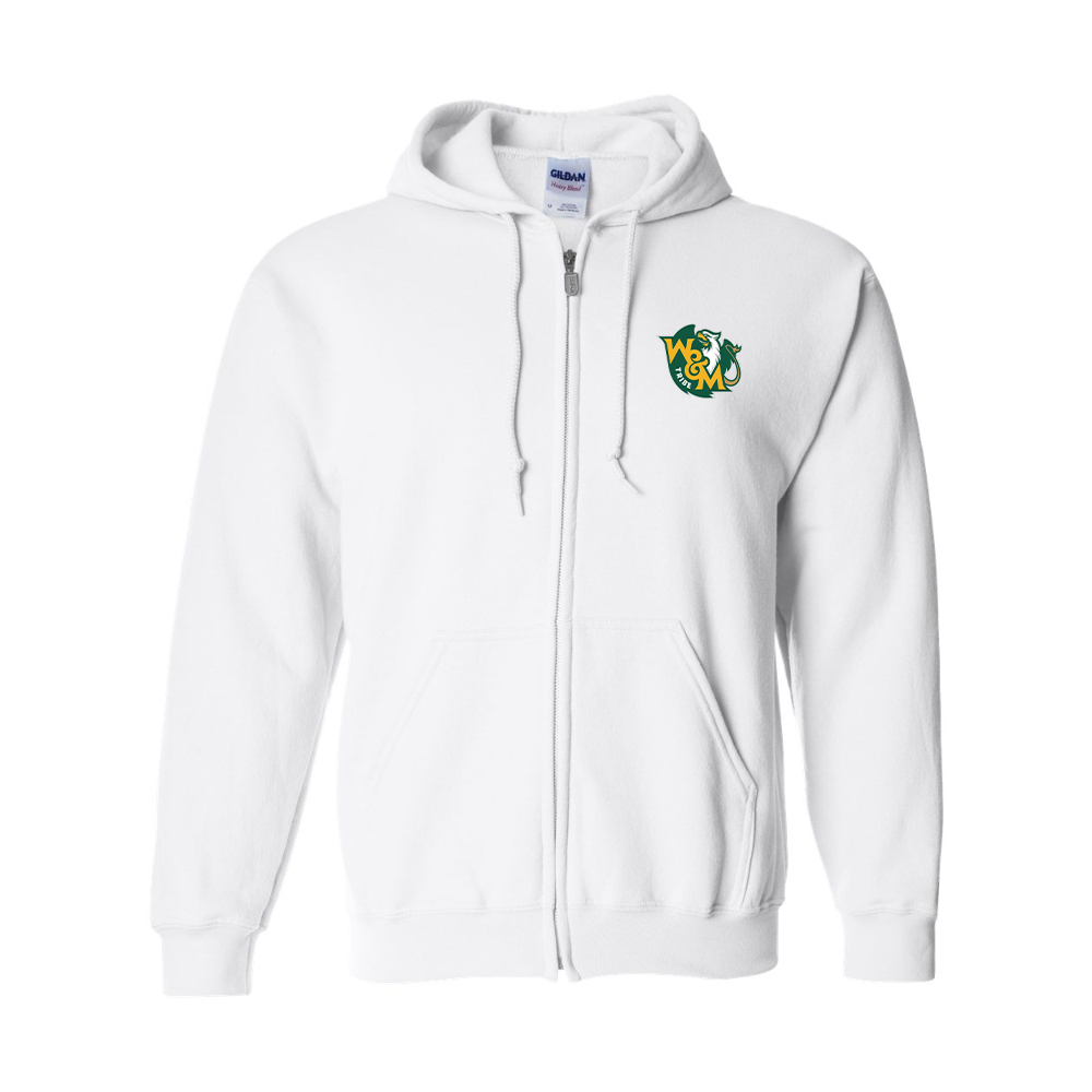 Men's William and Mary Tribe Gildan Heavy Blend Full Zip Hooded Sweatshirt