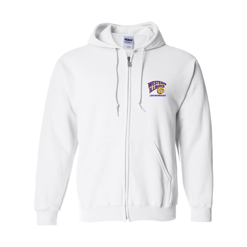 Men's Western Illinois Leathernecks Gildan Heavy Blend Full Zip Hooded Sweatshirt