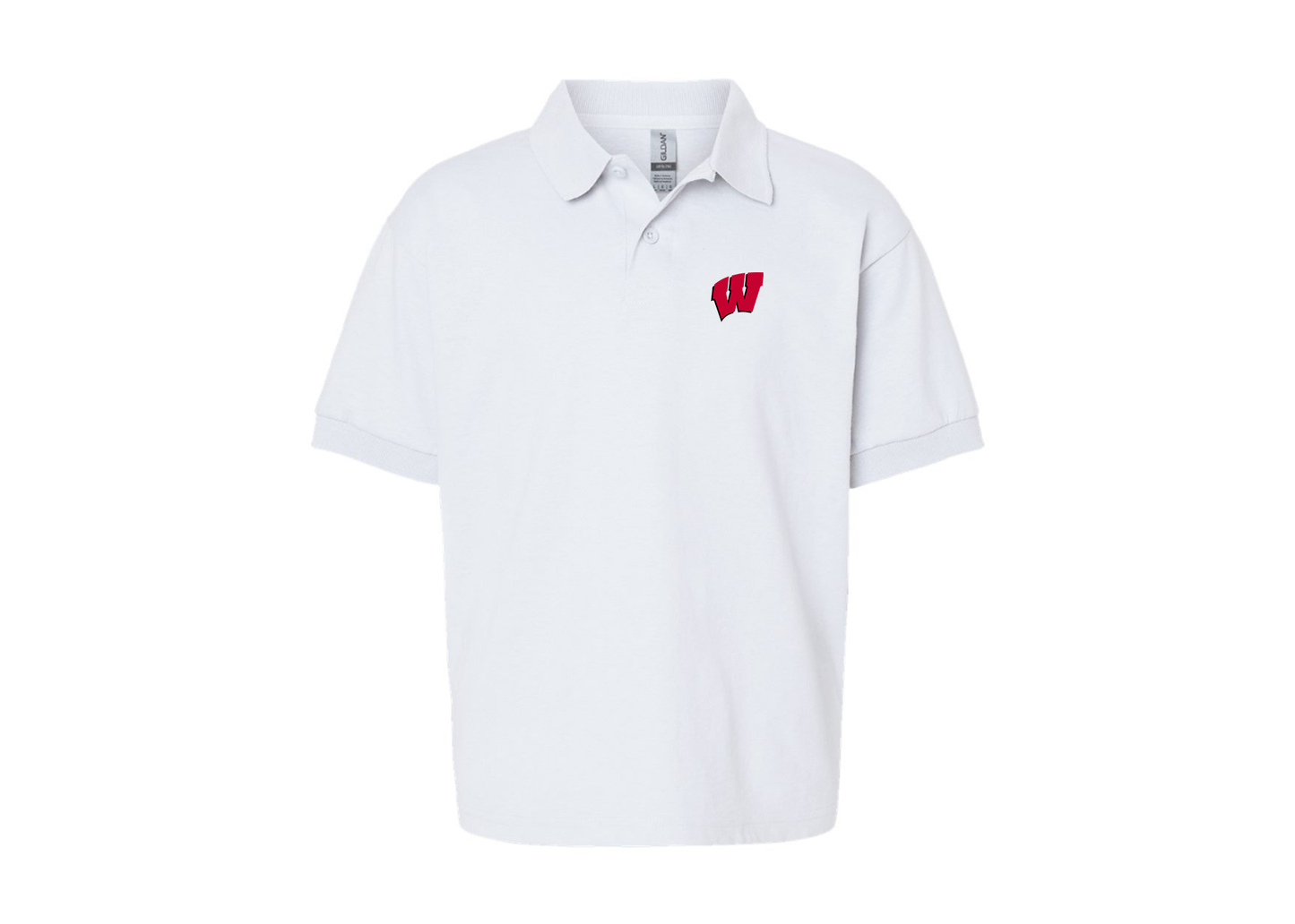 Youth Wisconsin Badgers Gildan Dry Blend Jersey Polo