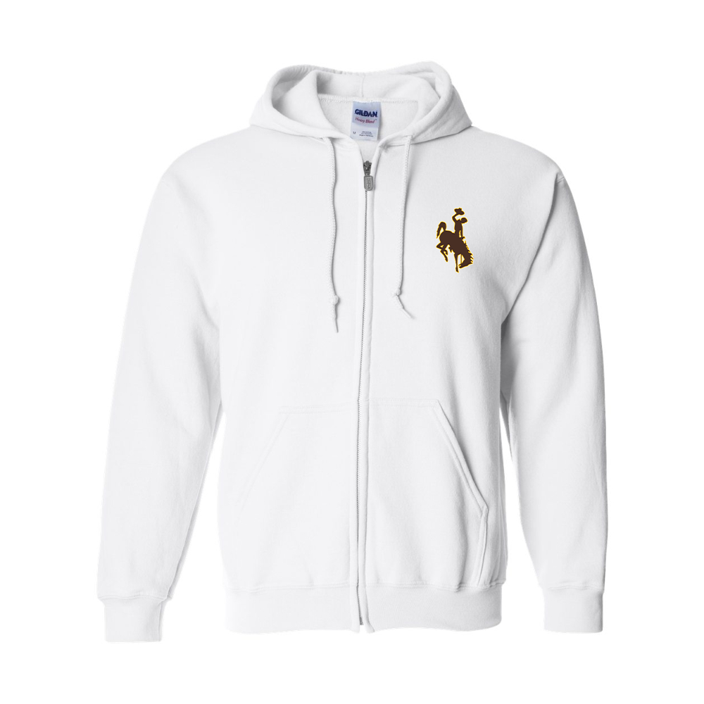 Men's Wyoming Cowboys Gildan Heavy Blend Full Zip Hooded Sweatshirt