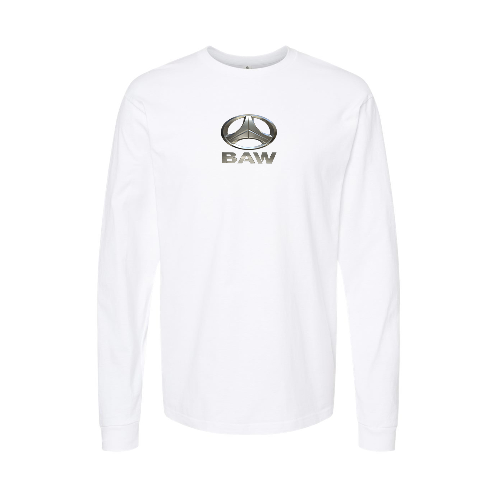 Youth Beijing Automobile Works Logo Cotton Long Sleeve T-Shirt