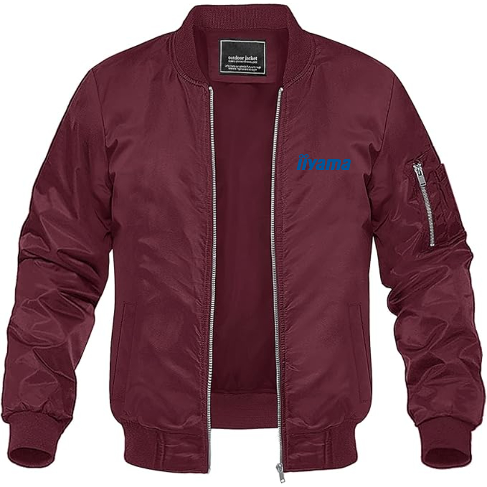 Men's Iiyama Logo Lightweight Bomber Jacket Windbreaker Softshell Varsity Jacket Coat