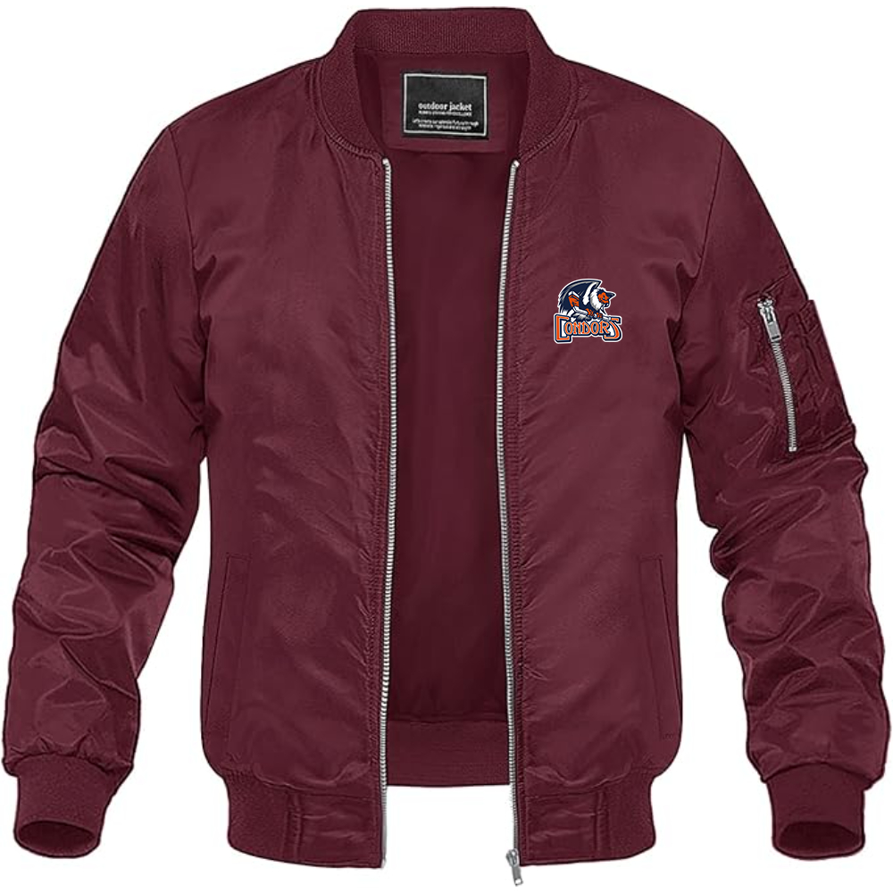 Men's Bakersfield Condors Logo Lightweight Bomber Jacket Windbreaker Softshell Varsity Jacket Coat