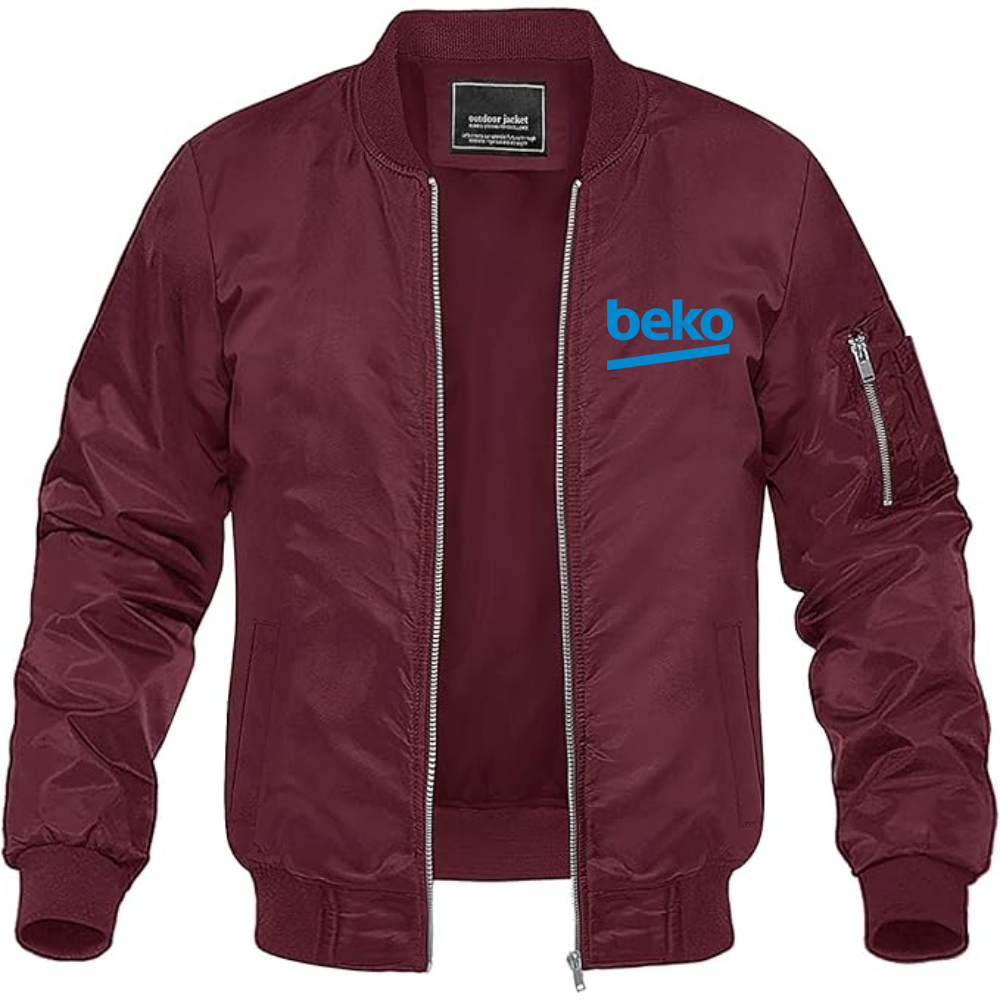 Men's Beko Logo Lightweight Bomber Jacket Windbreaker Softshell Varsity Jacket Coat