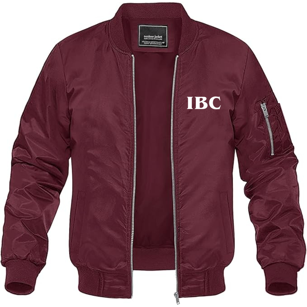 Men's IBC Logo Lightweight Bomber Jacket Windbreaker Softshell Varsity Jacket Coat