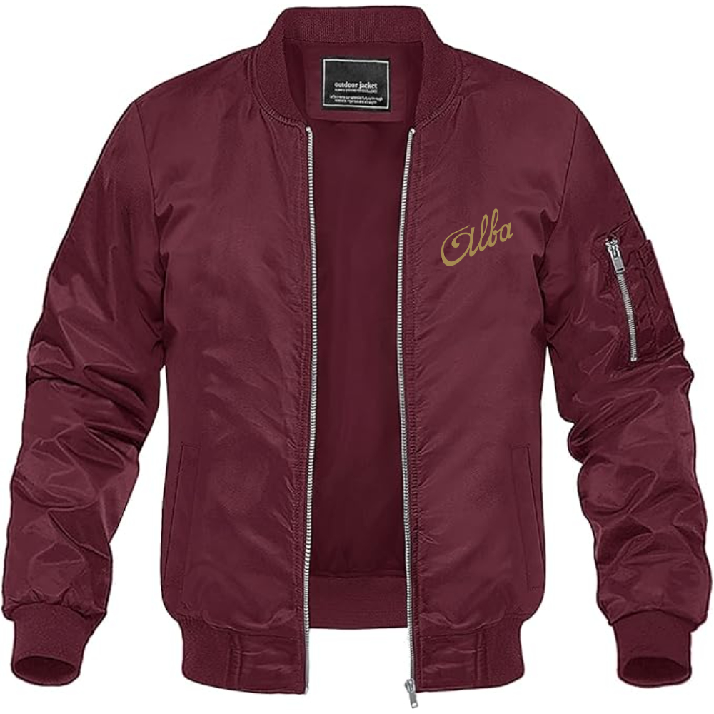 Men's Automobiles Alba Logo Lightweight Bomber Jacket Windbreaker Softshell Varsity Jacket Coat
