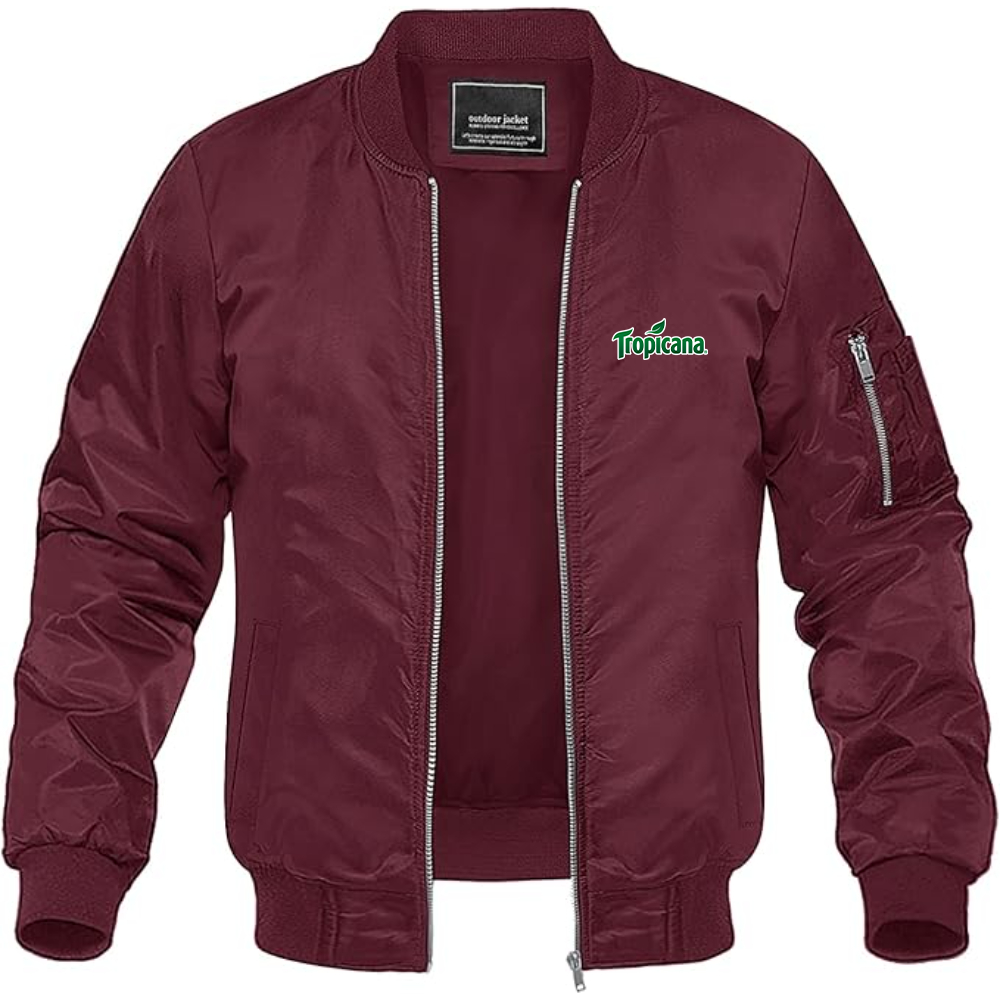 Men's Tropicana Logo Lightweight Bomber Jacket Windbreaker Softshell Varsity Jacket Coat