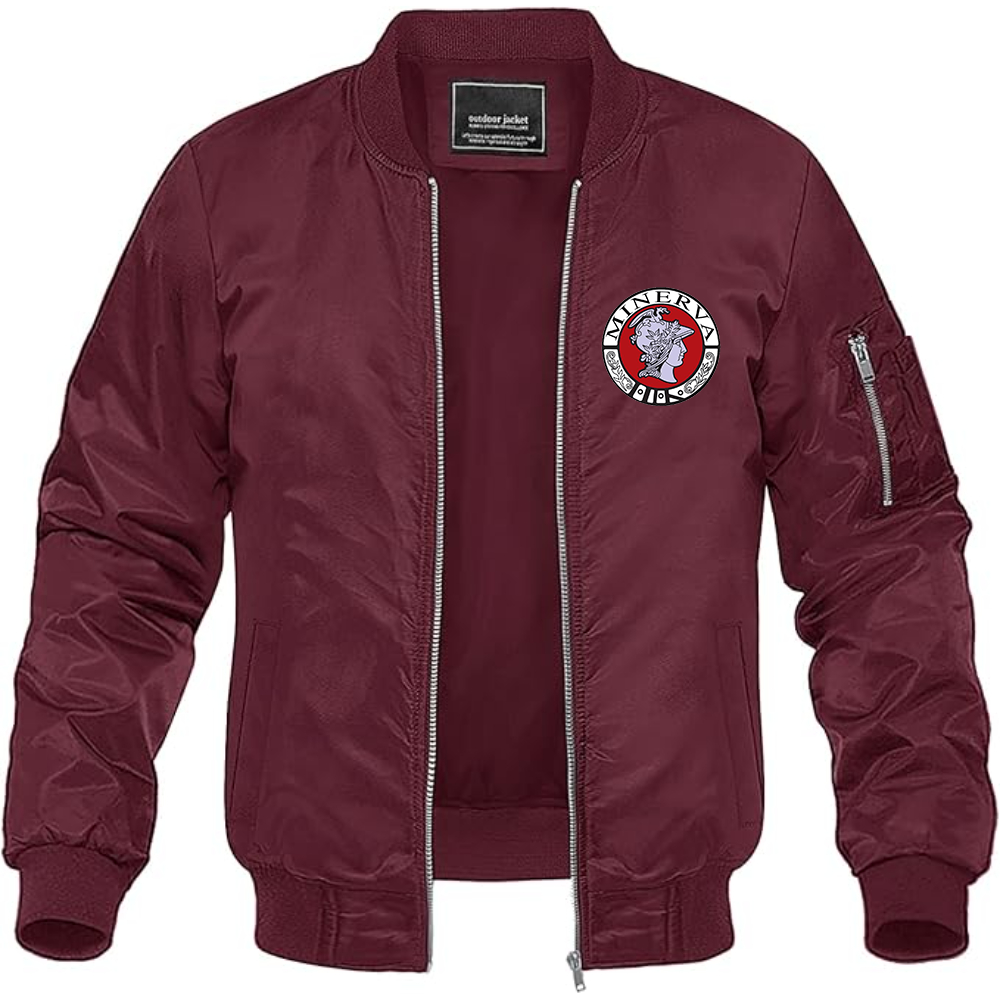 Men's Minerva Automobile Logo Lightweight Bomber Jacket Windbreaker Softshell Varsity Jacket Coat