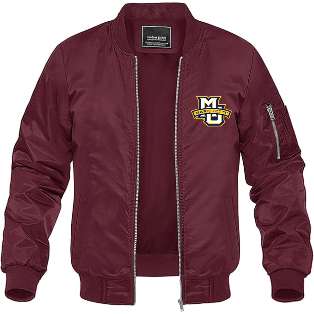 Men's Marquette Golden Eagles Logo Lightweight Bomber Jacket Windbreaker Softshell Varsity Jacket Coat