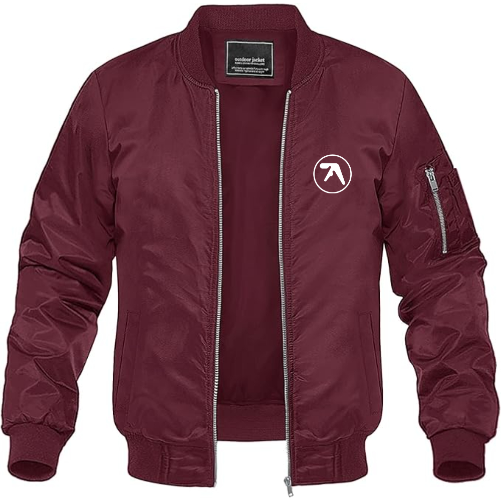 Men's Aphex Twin Logo Lightweight Bomber Jacket Windbreaker Softshell Varsity Jacket Coat