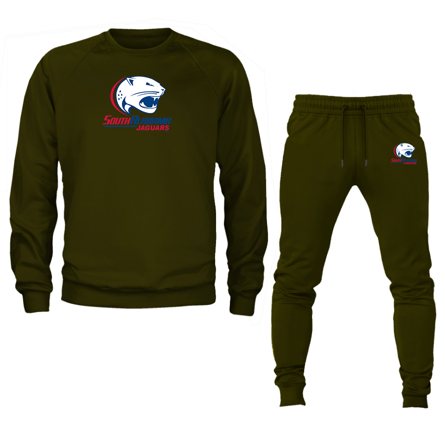 Men's South Alabama Jaguars Logo Crewneck Sweatshirt Joggers Suit