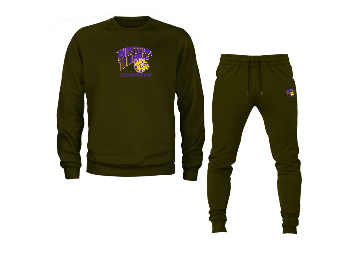 Men's Western Illinois Leathernecks Crewneck Sweatshirt Joggers Suit