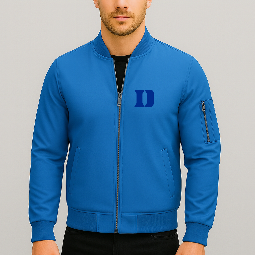 Men's Duke Blue Devils Logo Lightweight Bomber Jacket Windbreaker Softshell Varsity Jacket Coat