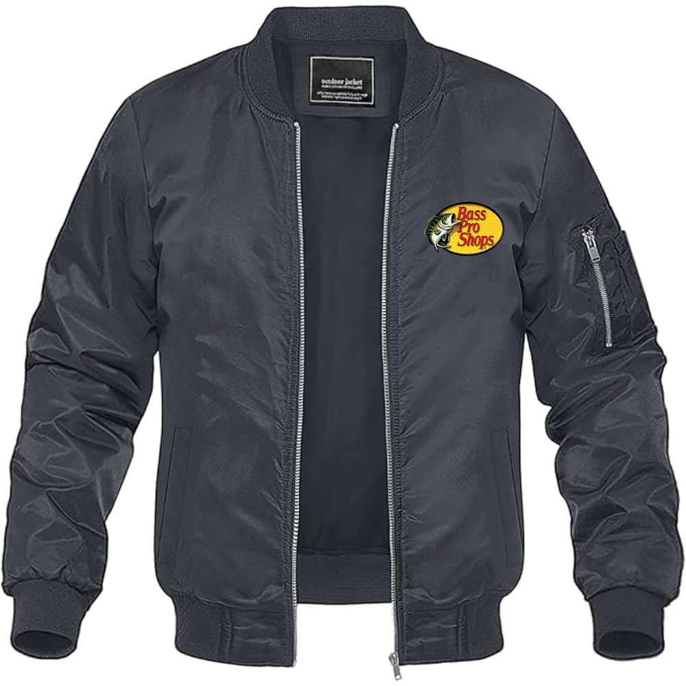 Men's Bass Pro Shops Logo Lightweight Bomber Jacket Windbreaker Softshell Varsity Jacket Coat