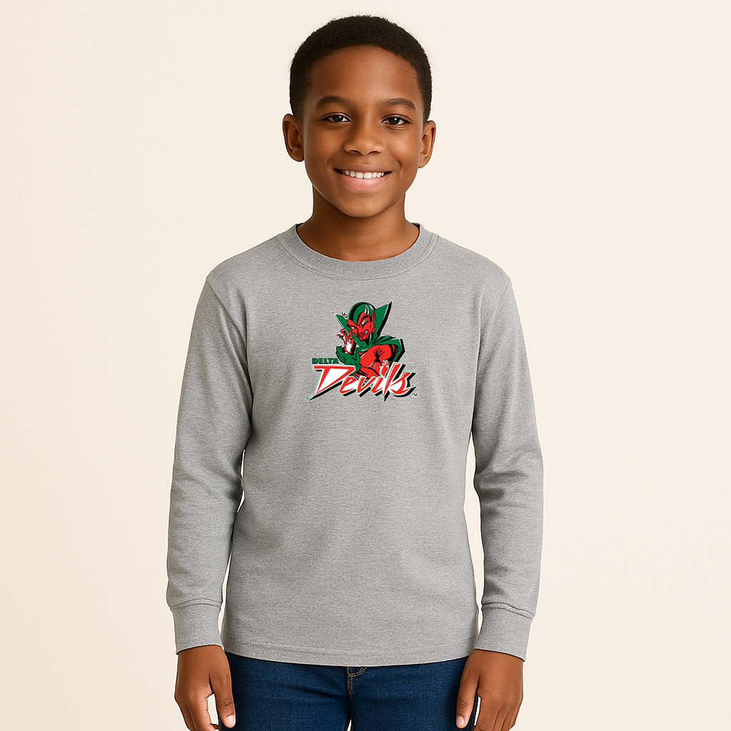 Youth MVSU Delta Devils Logo Cotton Long Sleeve T-Shirt