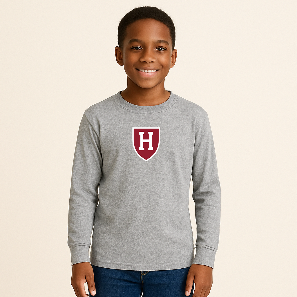 Youth Harvard Crimson Logo Cotton Long Sleeve T-Shirt