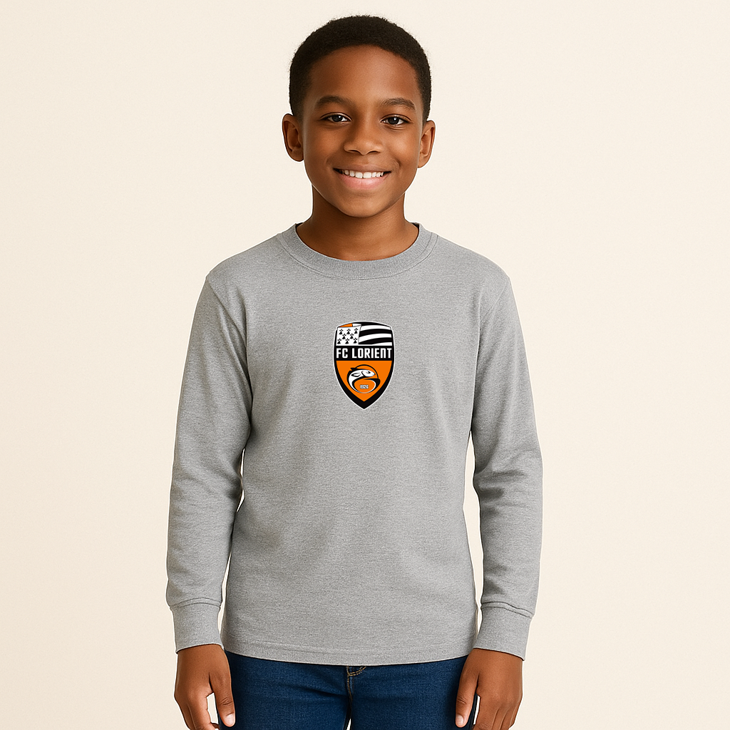 Youth FC Lorient Soccer Logo Cotton Long Sleeve T-Shirt