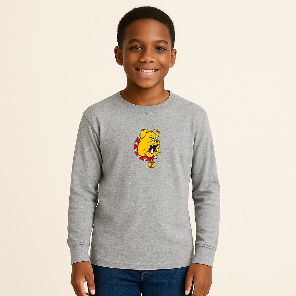 Youth Ferris State Bulldogs Logo Cotton Long Sleeve T-Shirt