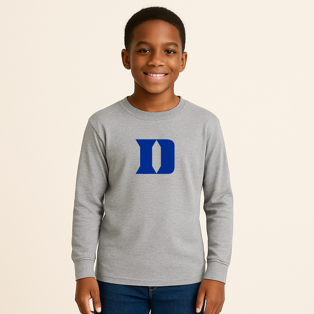Youth Duke Blue Devils Logo Cotton Long Sleeve T-Shirt