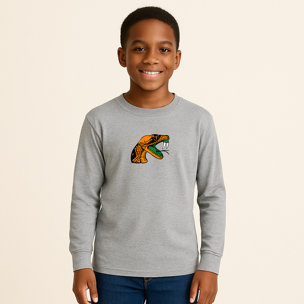 Youth Florida AM Rattlers Logo Cotton Long Sleeve T-Shirt