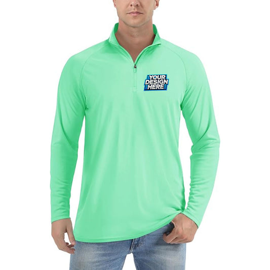 Customize - TACVASEN Men's 1-4 Zip Up Sun Protection Long Sleeve Hiking Running Shirt
