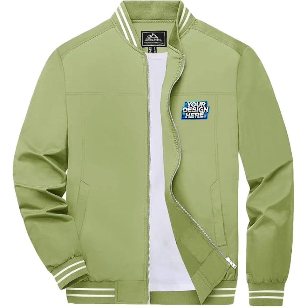 Customize - Men's Bomber Jackets Lightweight Full Zip Windbreaker Light Jacket