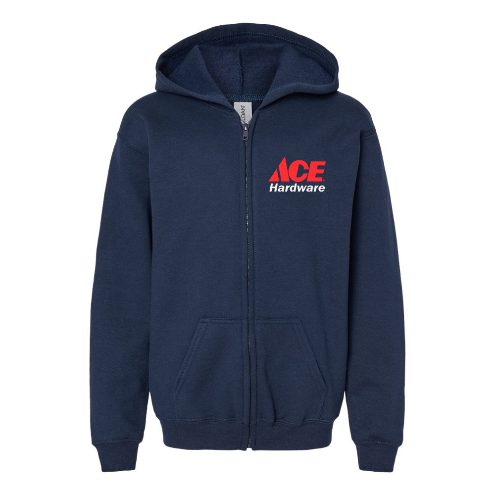 Gildan Heavy Blend Youth ACE Hardware Logo Full Zip Hooded Sweatshirt