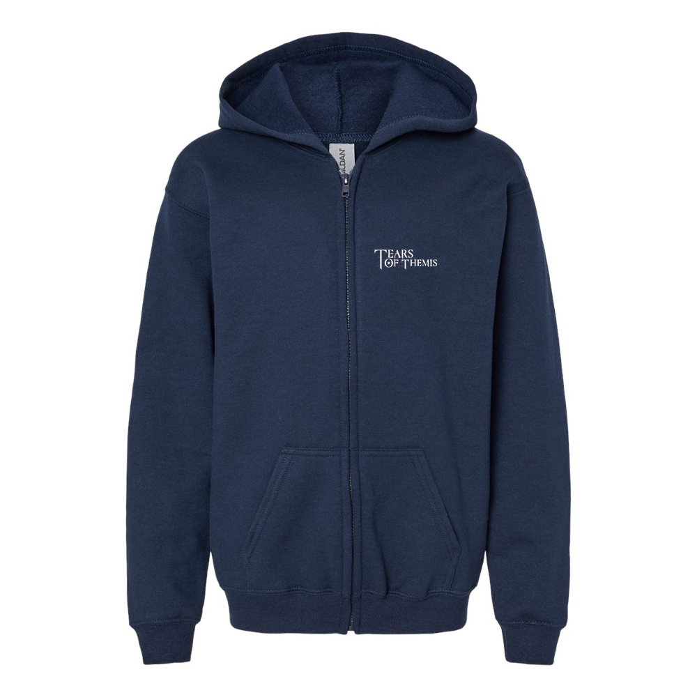 Gildan Heavy Blend Youth Tear Of Themis Logo Full Zip Hooded Sweatshirt