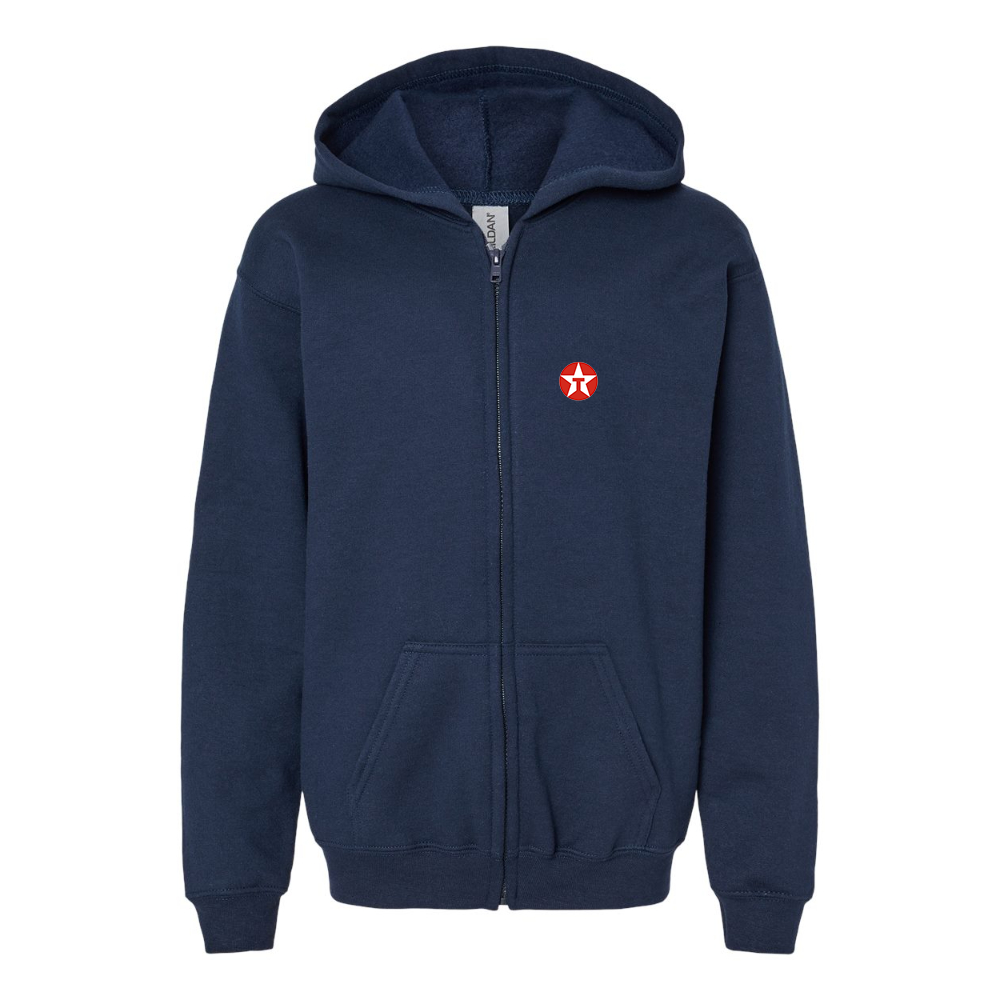 Gildan Heavy Blend Youth Texaco Logo Full Zip Hooded Sweatshirt