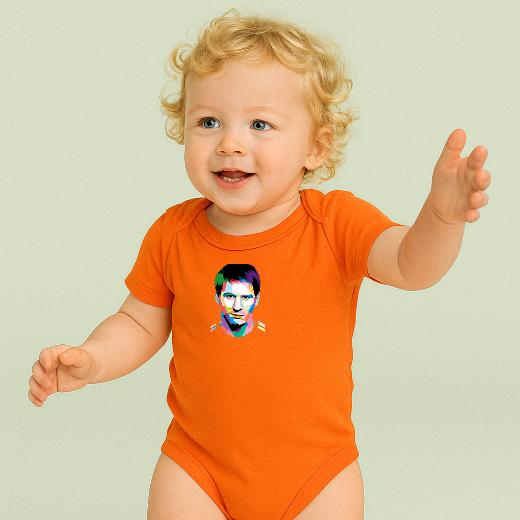Lionel Messi Face Art Sports Baby Romper Onesie