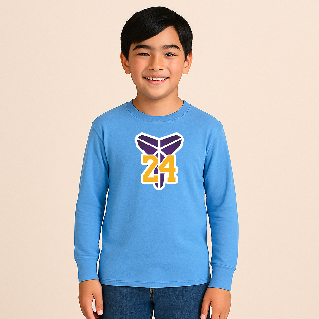 Youth Kids Kobe Bryant Mamba 24 Long Sleeve T-Shirt