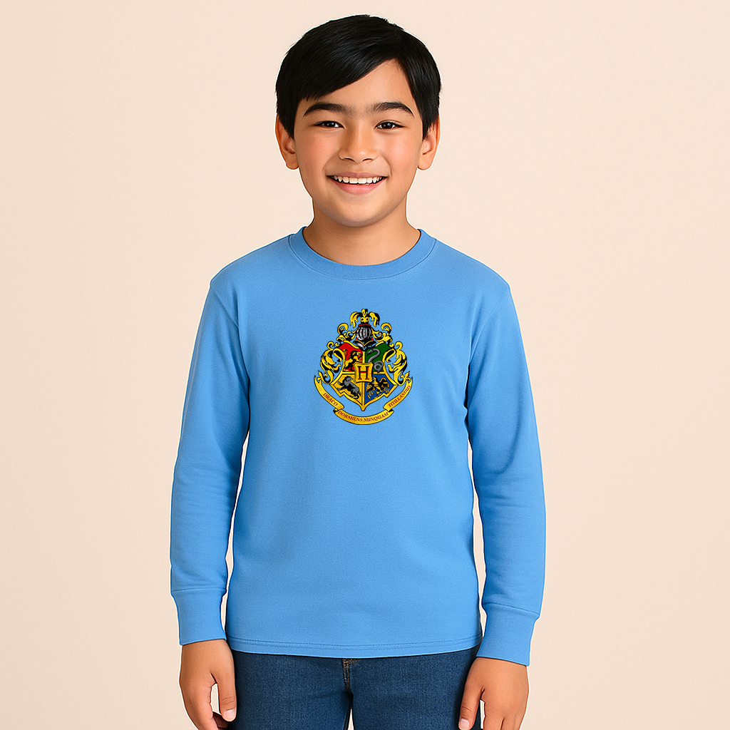 Youth Kids Hogwarts Emblem Harry Potter Movie Long Sleeve T-Shirt