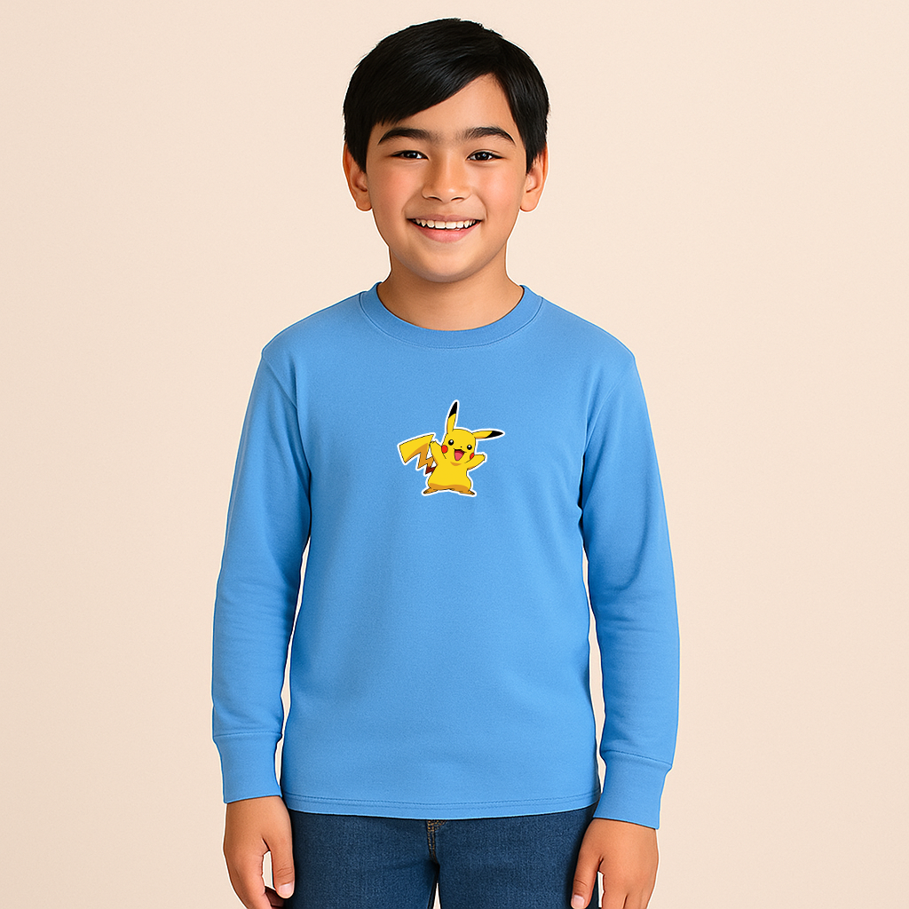 Youth Kids Pikachu Cartoon Long Sleeve T-Shirt