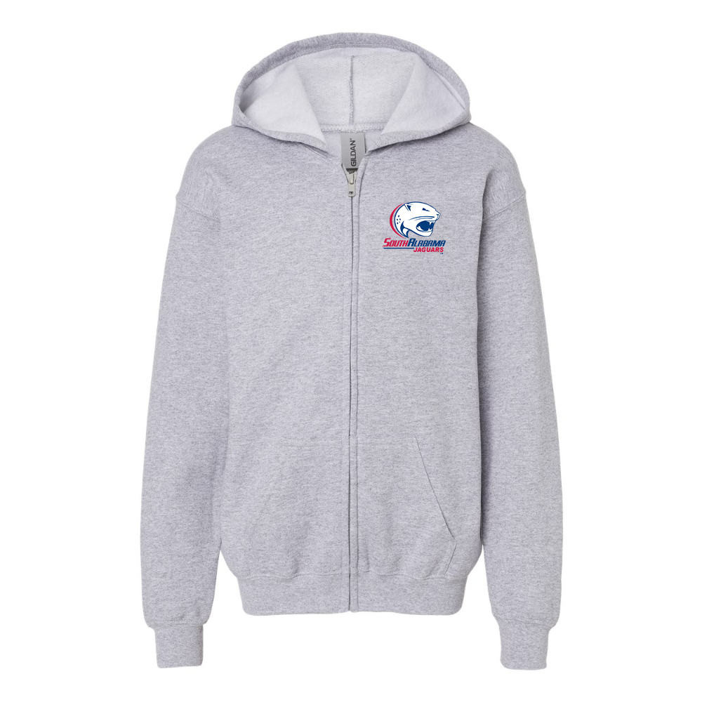 Gildan Heavy Blend Youth South Alabama Jaguars Logo Full Zip Hooded Sweatshirt