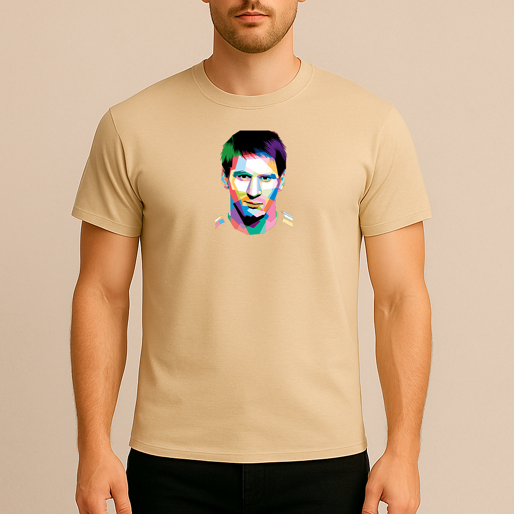 Men's Lionel Messi Face Art Sports Cotton T-Shirt