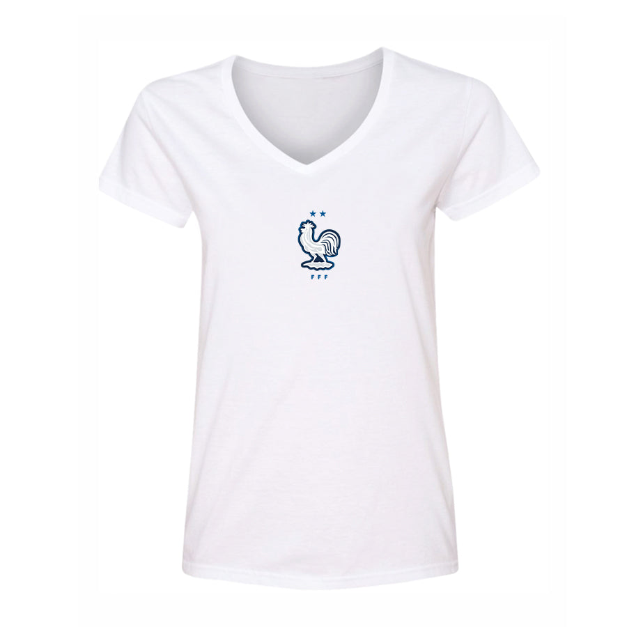 Women's France National Soccer Team V-Neck T-Shirt