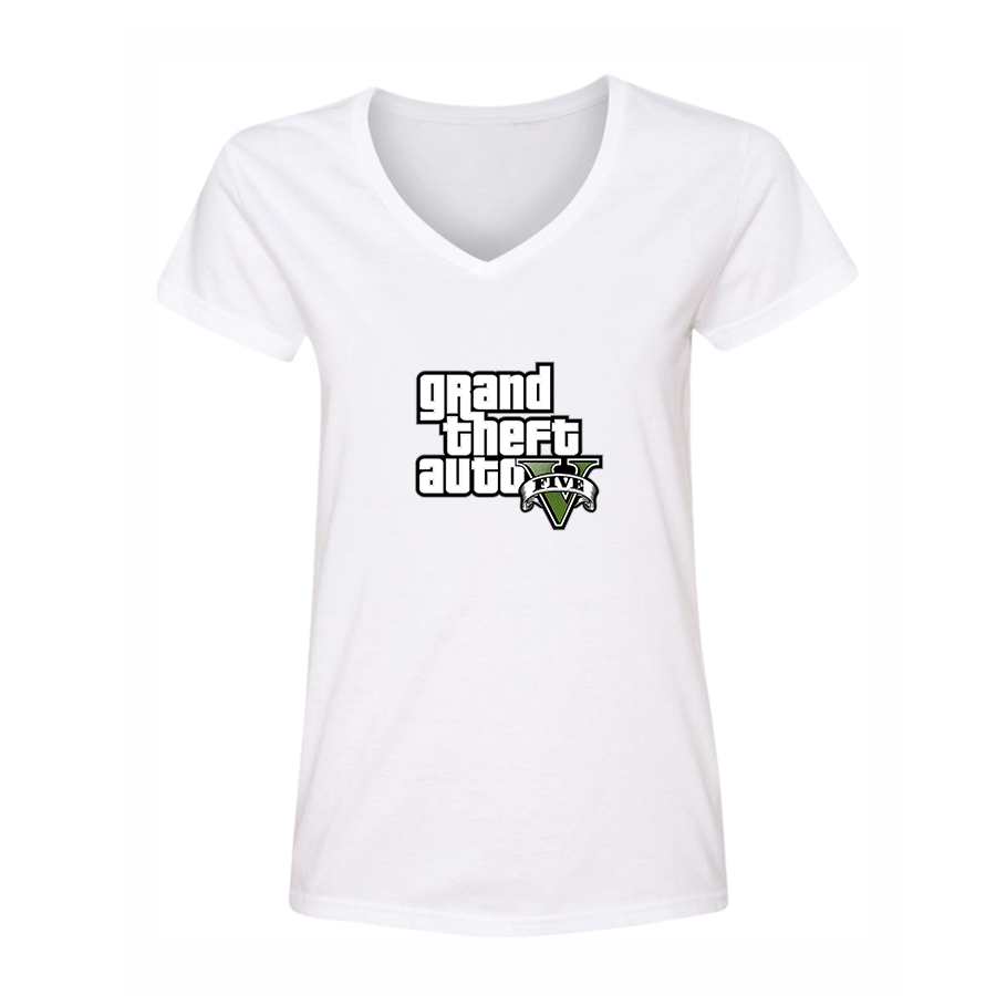 Women's GTA 5 Grand Theft Auto V V-Neck T-Shirt Game