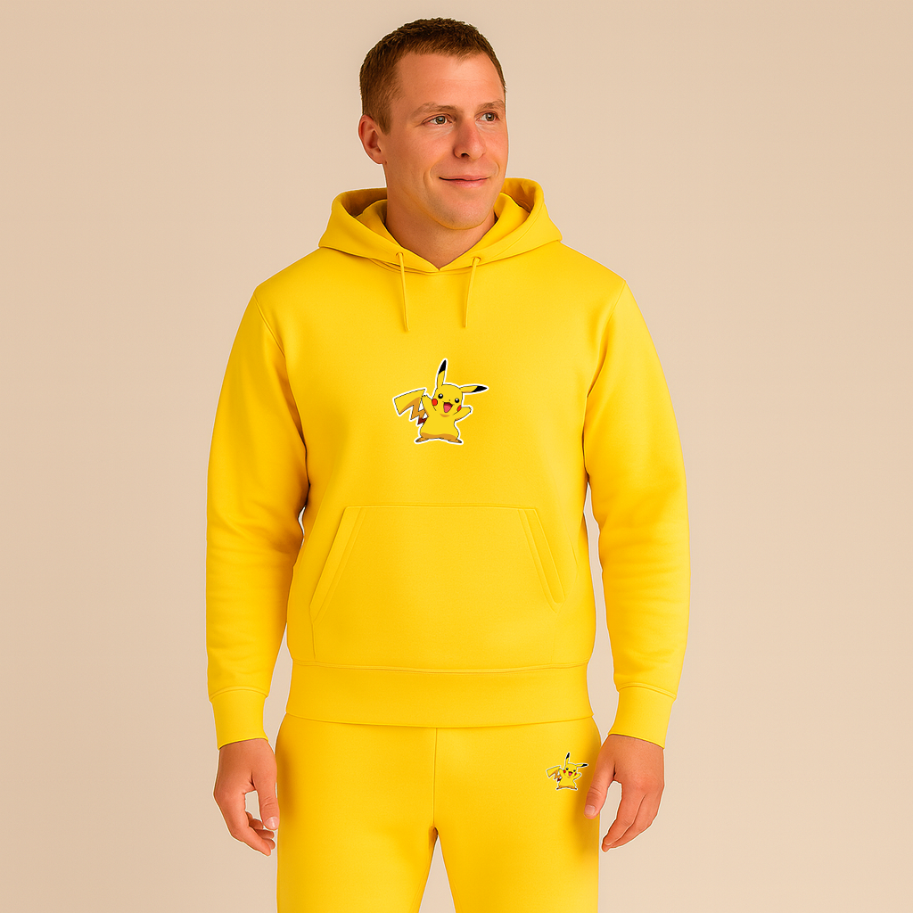 Men's Pikachu Cartoon Hoodie Joggers Set