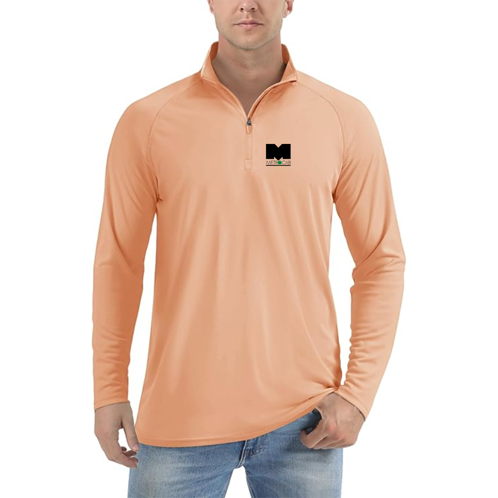 Men's Metrocab Logo Lightweight Quarter-Zip Athletic Shirt Long Sleeve Performance Wear
