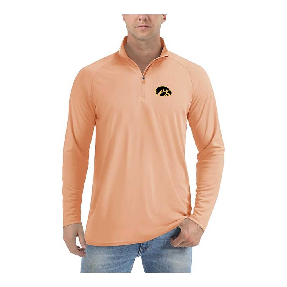 Men's Lowa Hawkeyes Logo Lightweight Quarter-Zip Athletic Shirt Long Sleeve Performance Wear